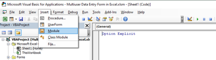 build a data entry page in visual basic for excel