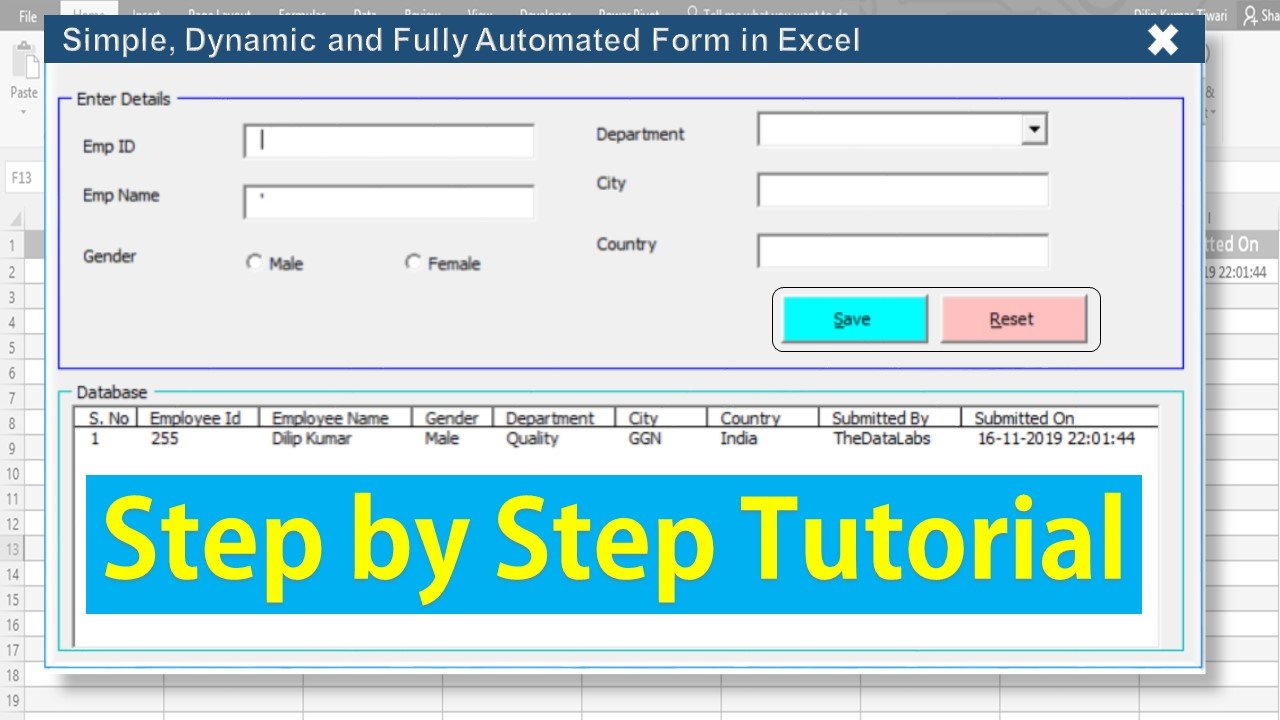 Entry form is