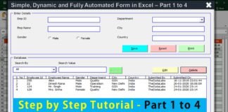 search form with vba in excel 2016