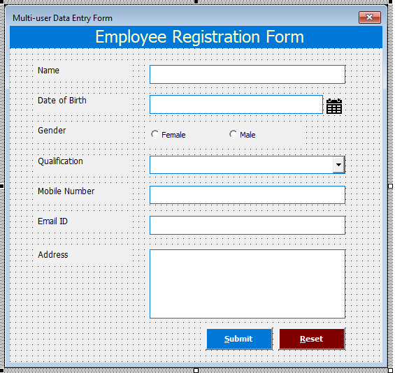 Multi-User Data Entry Form in Excel