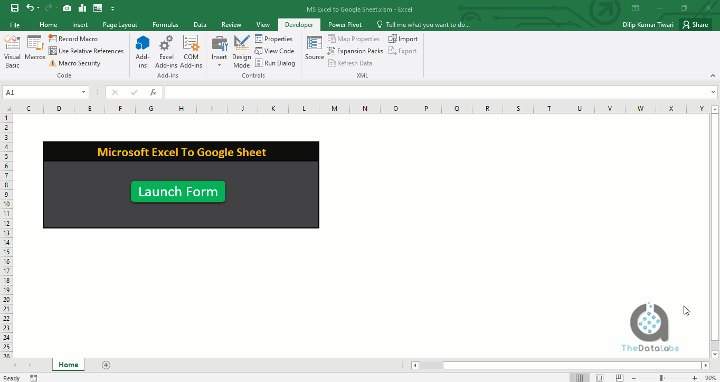 Live Transfer from Excel Form To Google Sheet