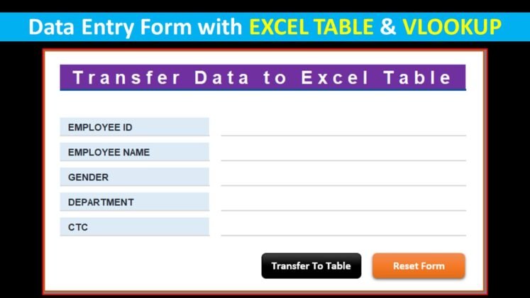 Data Entry Form with Excel Table and Vlookup - TheDataLabs