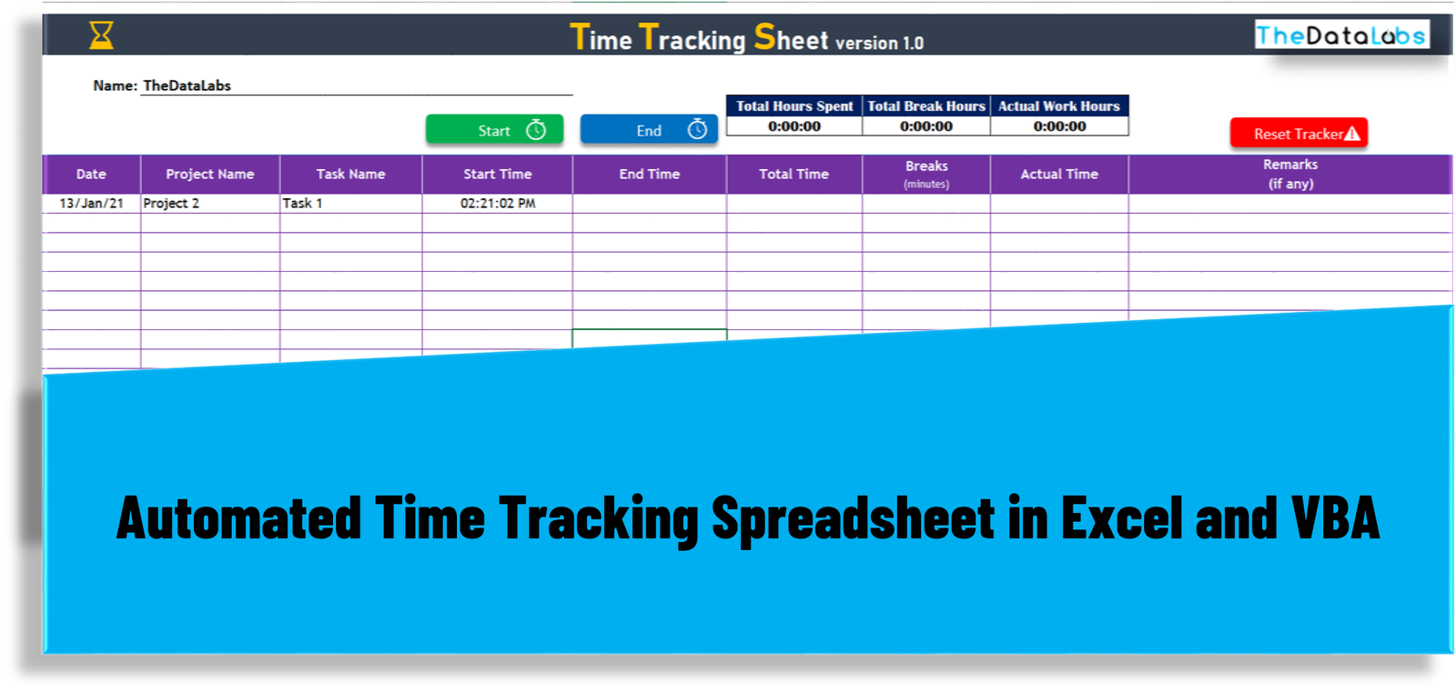 Time Tracking Sheet in Excel and VBA TheDataLabs