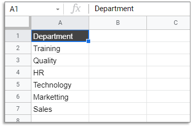 Creating Department in Support Sheet