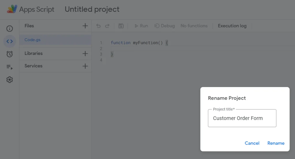 13. Rename the Project Script Editor