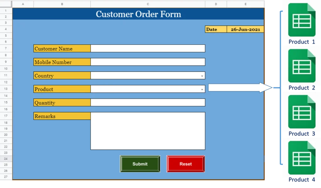 Customer Order Form In Google Sheet And Apps Script