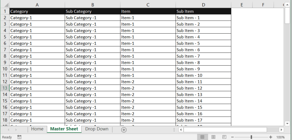 Multi Level Dependent Dynamic Drop Down Lists In Excel Vba