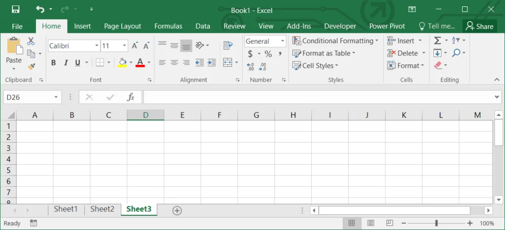 New Excel file