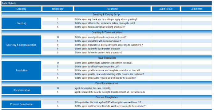 Call Center Audit Form in VBA & Excel - TheDataLabs