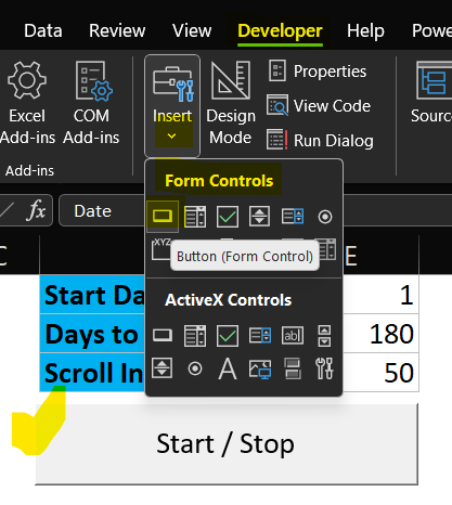 Insert Start/Stop Button