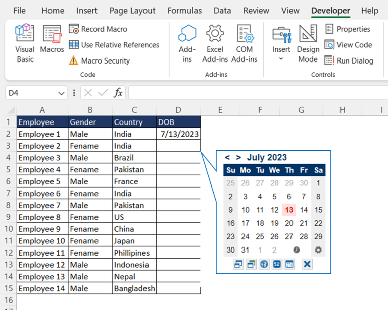 Show a PopUp Calendar in MS Excel Like Google Sheets Quick and Easy