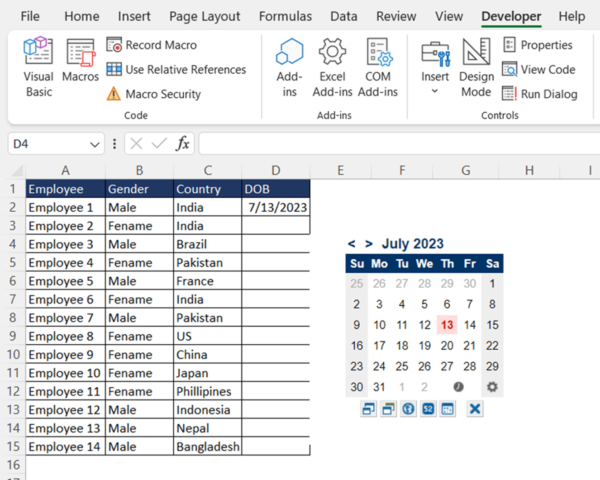 Show a Pop-Up Calendar in MS Excel Like Google Sheets - Quick and Easy ...