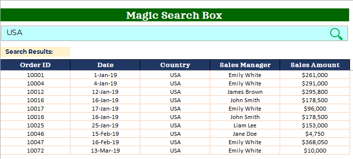 Magic Search Box in Excel