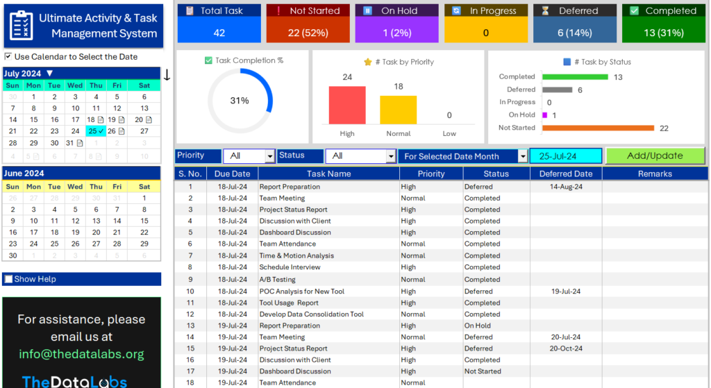 Ultimate To Do List Daily Activity Tracker in Excel 1