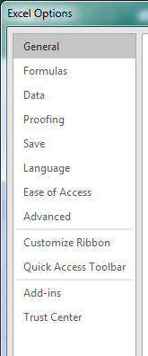 Excel Options