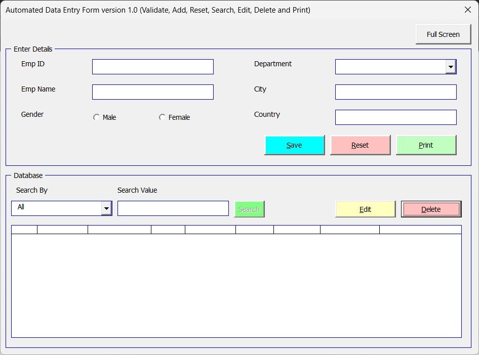Fully Automated Data Entry Form in Excel and VBA