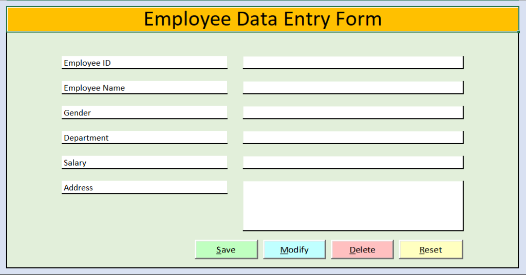 Employee Data Entry Form in Excel and VBA